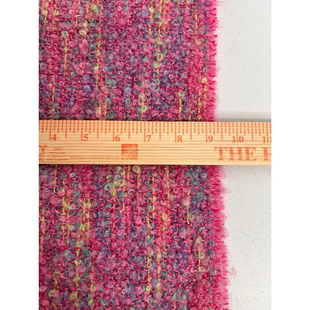 DONEGAL DESIGN Mohair Wool Scarf Ireland Woven Pink Fringe Pastels Cozy artsy